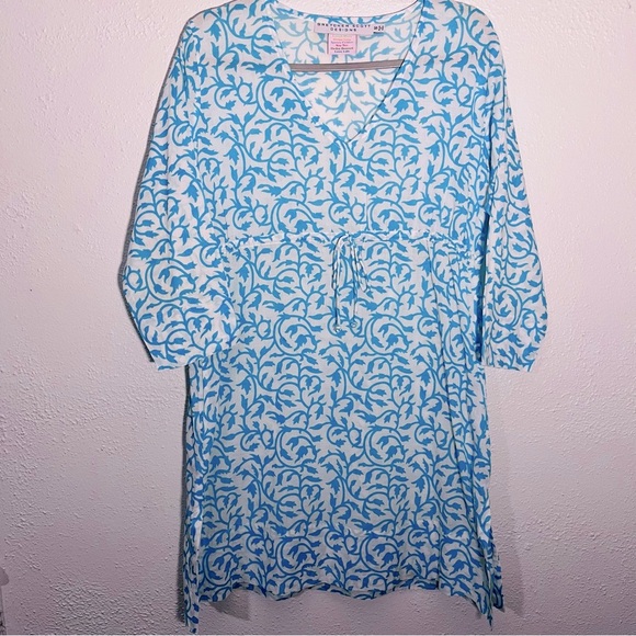 Gretchen Scott Designs Jersey Tunic Dress Blue Womens Small Summer Resort Cotton - Picture 1 of 5